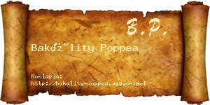 Bakálity Poppea névjegykártya